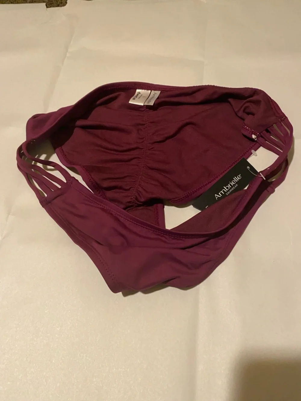 Ambrielle Deep Plum Swim Bikini Bottoms Size L